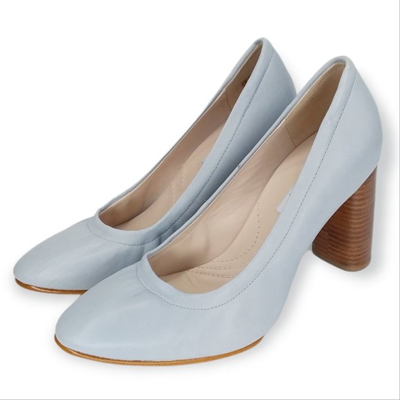 NEW Clarks Grace Eva Leather Comfort Heels Size 8.5M Grey Blue Block Heel - Picture 5 of 11